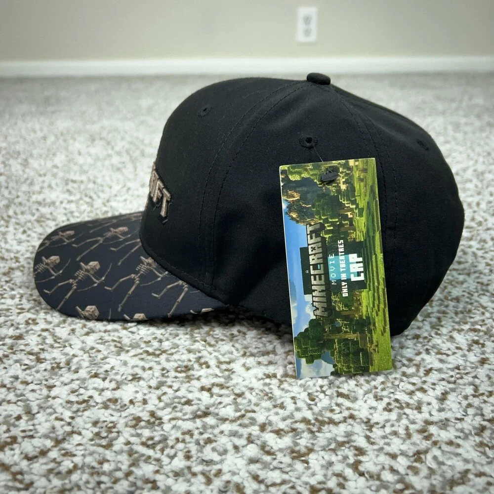 Minecraft Movie Hat Cap Snap Back Black Embroidered Video Game Men Entertainment